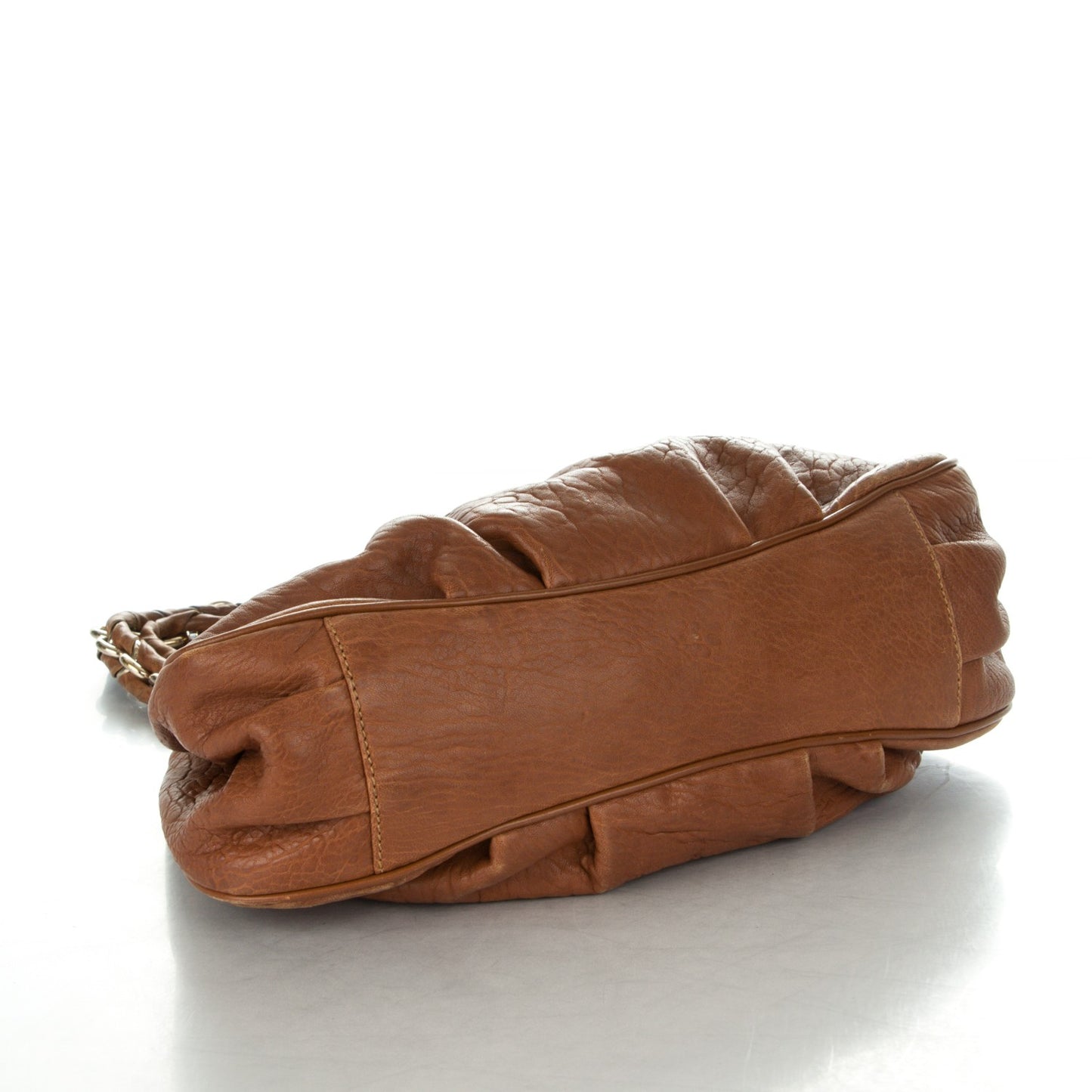 Crinkled Lambskin Small Mia Tote Camel