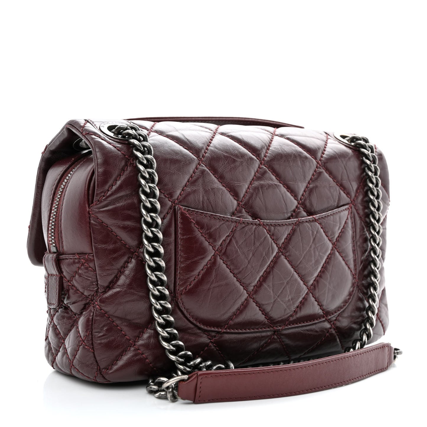 Aged Calfskin Medium New Portobello Flap Burgundy