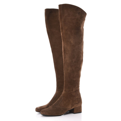 Saint Laurent Suede Babies 40 Over The Knee Boots 38 Brown 3 of 11