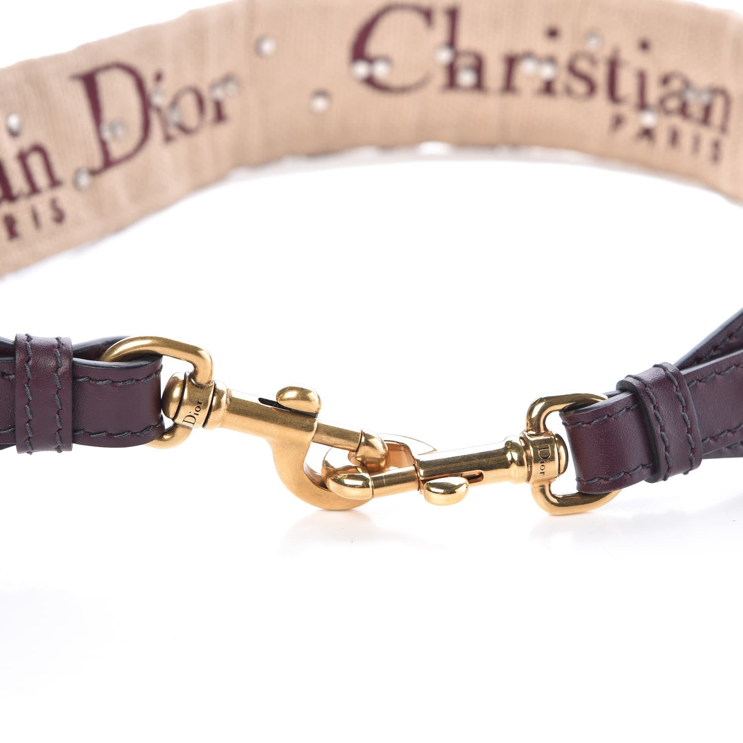 Christian Dior Oblique Studded Shoulder Strap Burgundy 6 of 7