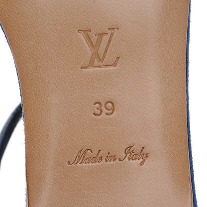 Louis Vuitton Suede Patent Calfskin Vaniglia Sandals 39 Blue 6 of 7