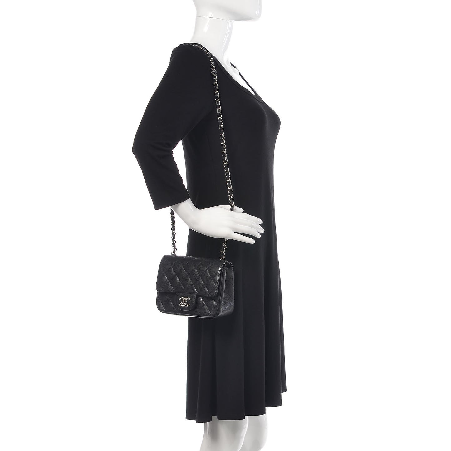 Caviar Quilted Mini Square Flap Black