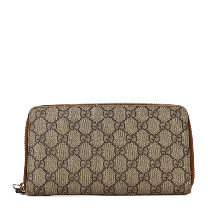 Gucci GG Supreme Monogram Cuoio Toscano Zip Around Organizer Wallet Beige Ebony Cuir 1 of 10