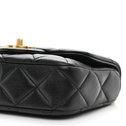 Chanel Lambskin Enamel Quilted Mini Pending CC Square Flap Black 10 of 10