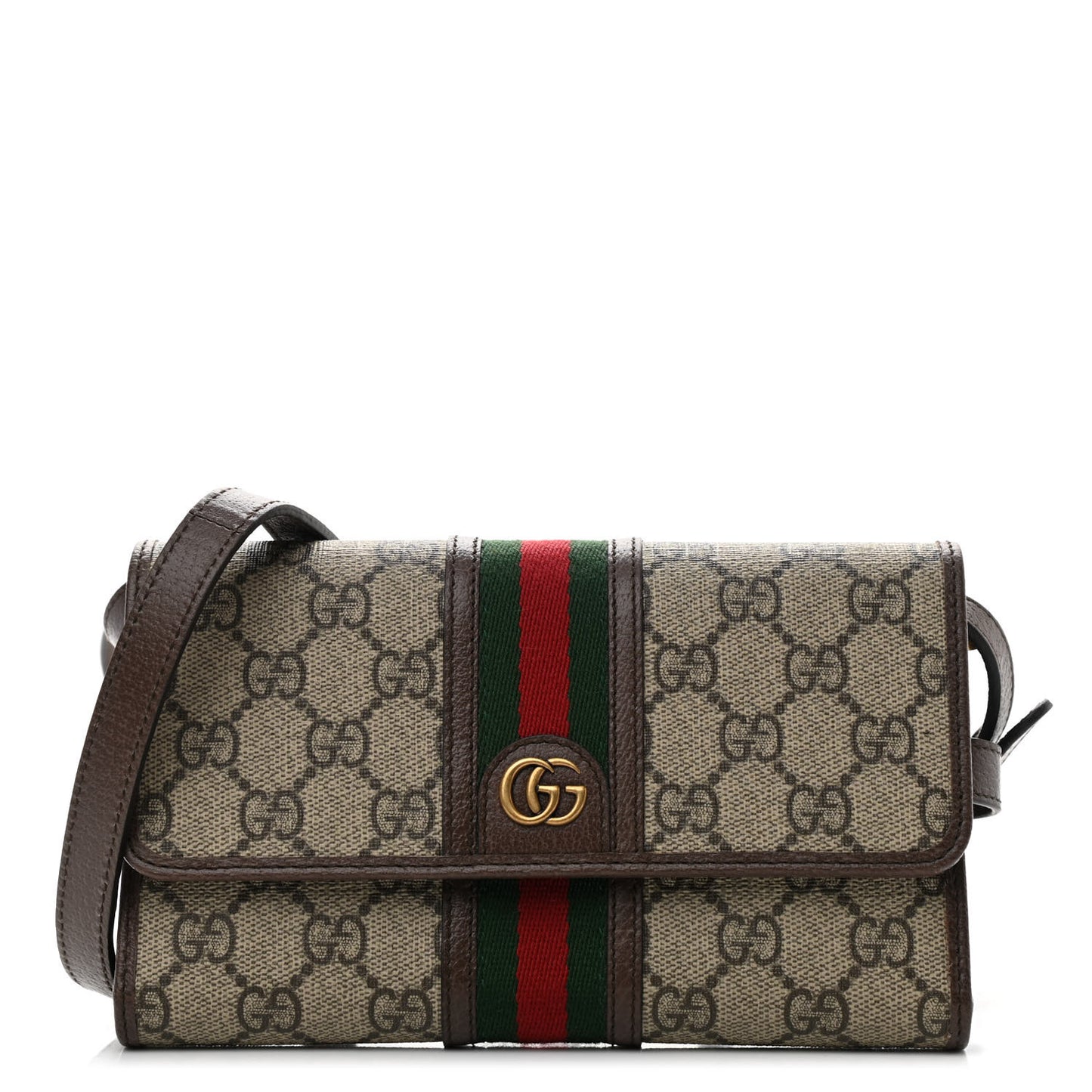 GG Supreme Monogram Web Ophidia Crossbody Wallet Beige New Acero