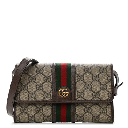 Gucci GG Supreme Monogram Web Ophidia Crossbody Wallet Beige New Acero 1 of 9