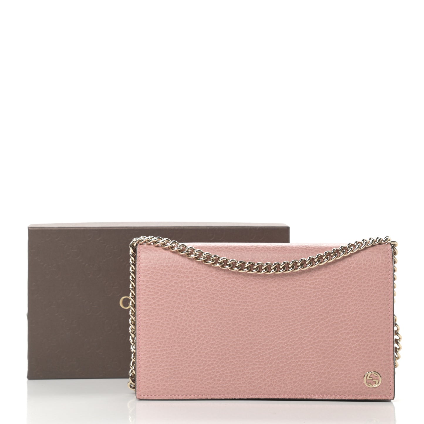Dollar Calfskin Medium Betty Chain Wallet Soft Pink
