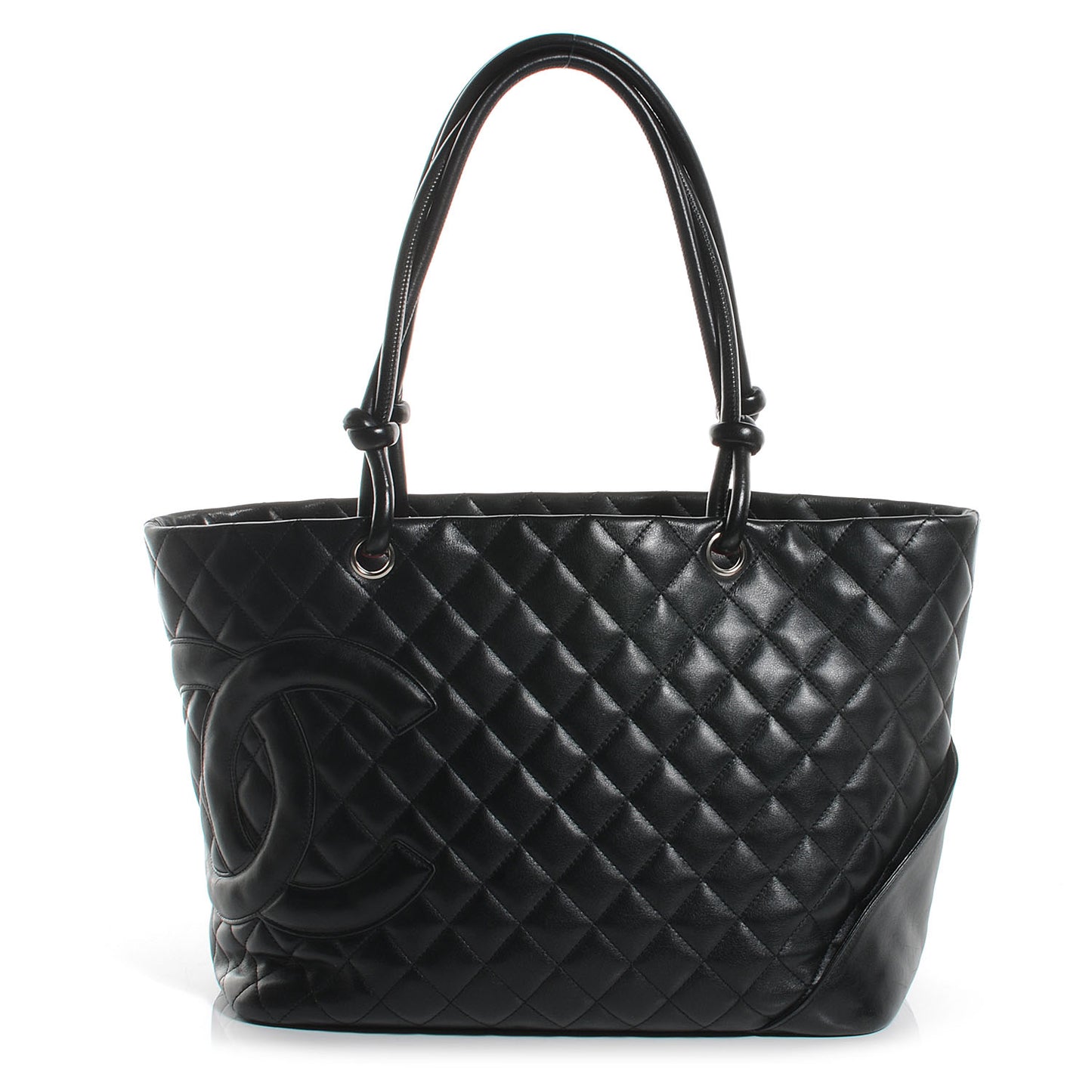 Calfskin Quilted Large Cambon Tote Black