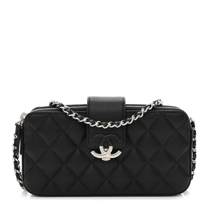 Chanel Lambskin Quilted CC Box Clutch With Chain Black 1 of 14