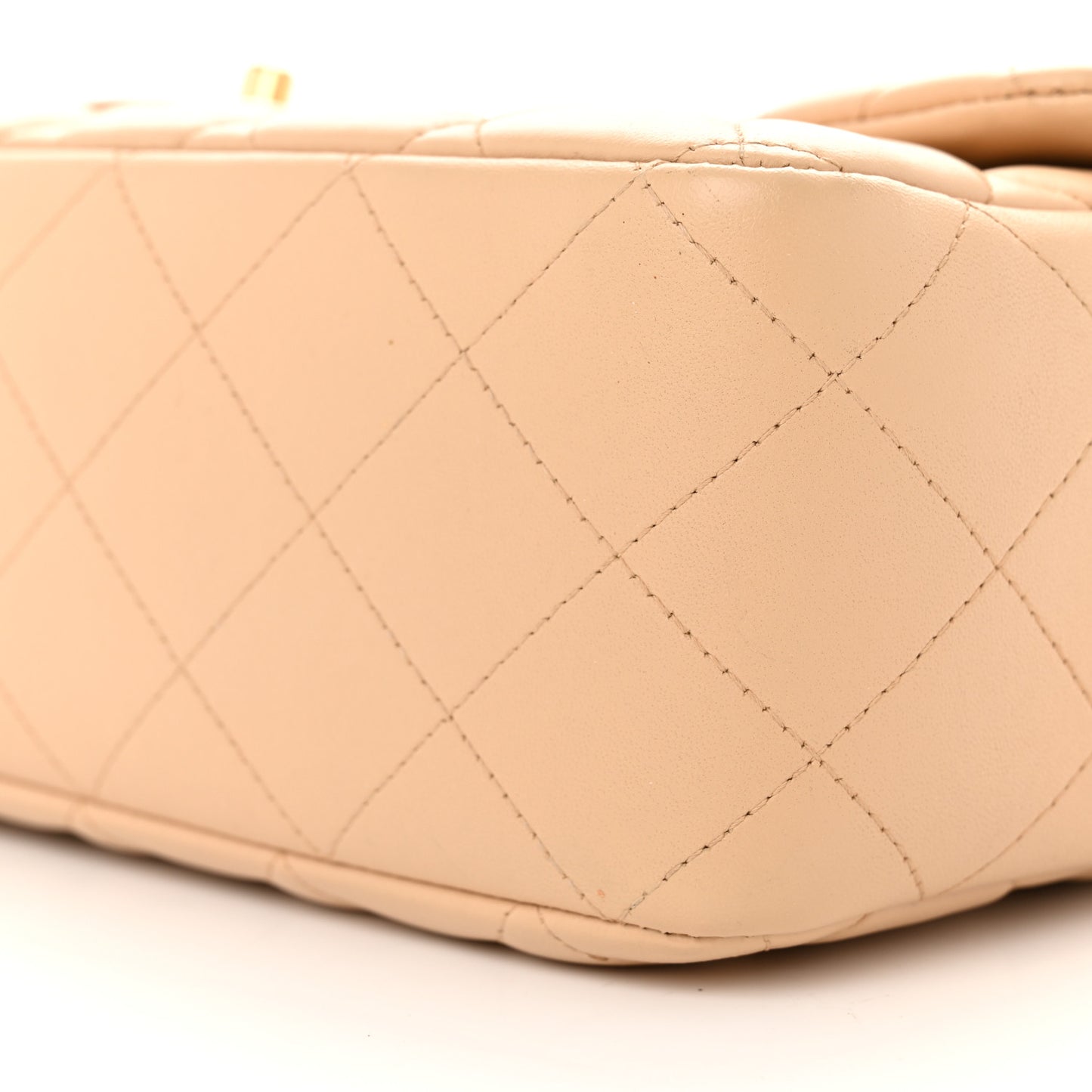 Lambskin Quilted Jumbo Single Flap Beige Clair