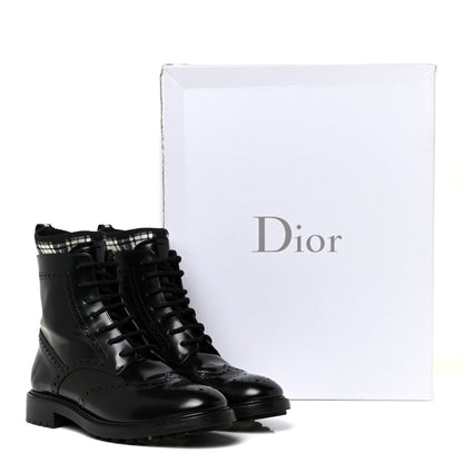 Christian Dior Calfskin Tartan D-Order Low Boot 39.5 Black White 12 of 12
