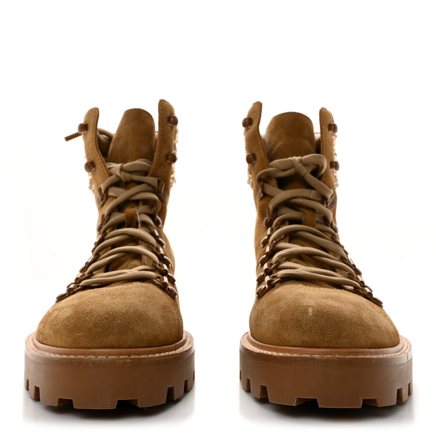 Suede Swarovski Crystal Womens Eshe Flat Boots 38 Camel