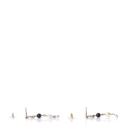 Chanel Pearl Bead Crystal CC Byzantine Drop Earrings Black Gold 4 of 5