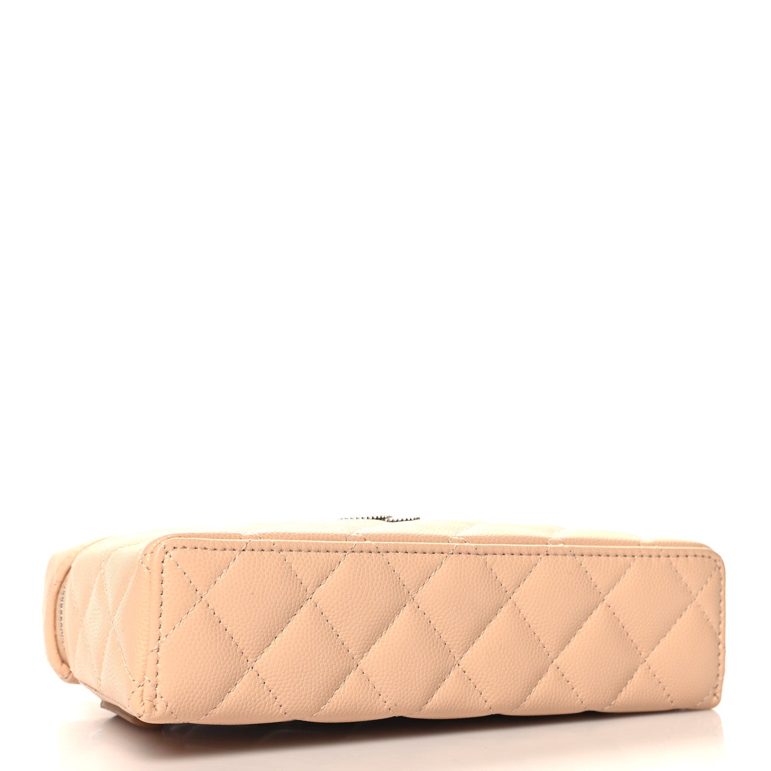 Chanel Caviar Quilted Ridged CC Top Handle Slim Vanity Case With Chain Beige 4 of 10