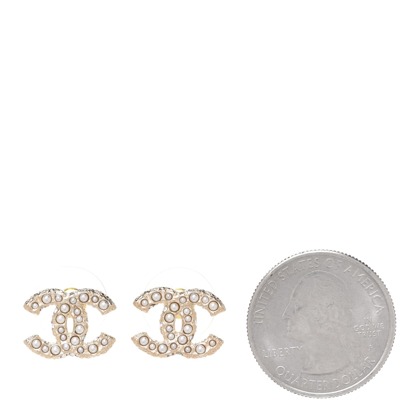 Pearl Crystal CC Earrings Light Gold