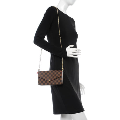 Louis Vuitton Damier Ebene Pochette Felicie Chain Wallet 2 of 9