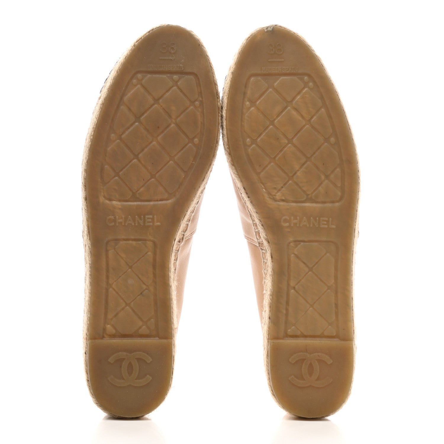Chanel Lambskin CC Espadrilles 38 Beige Black 5 of 11