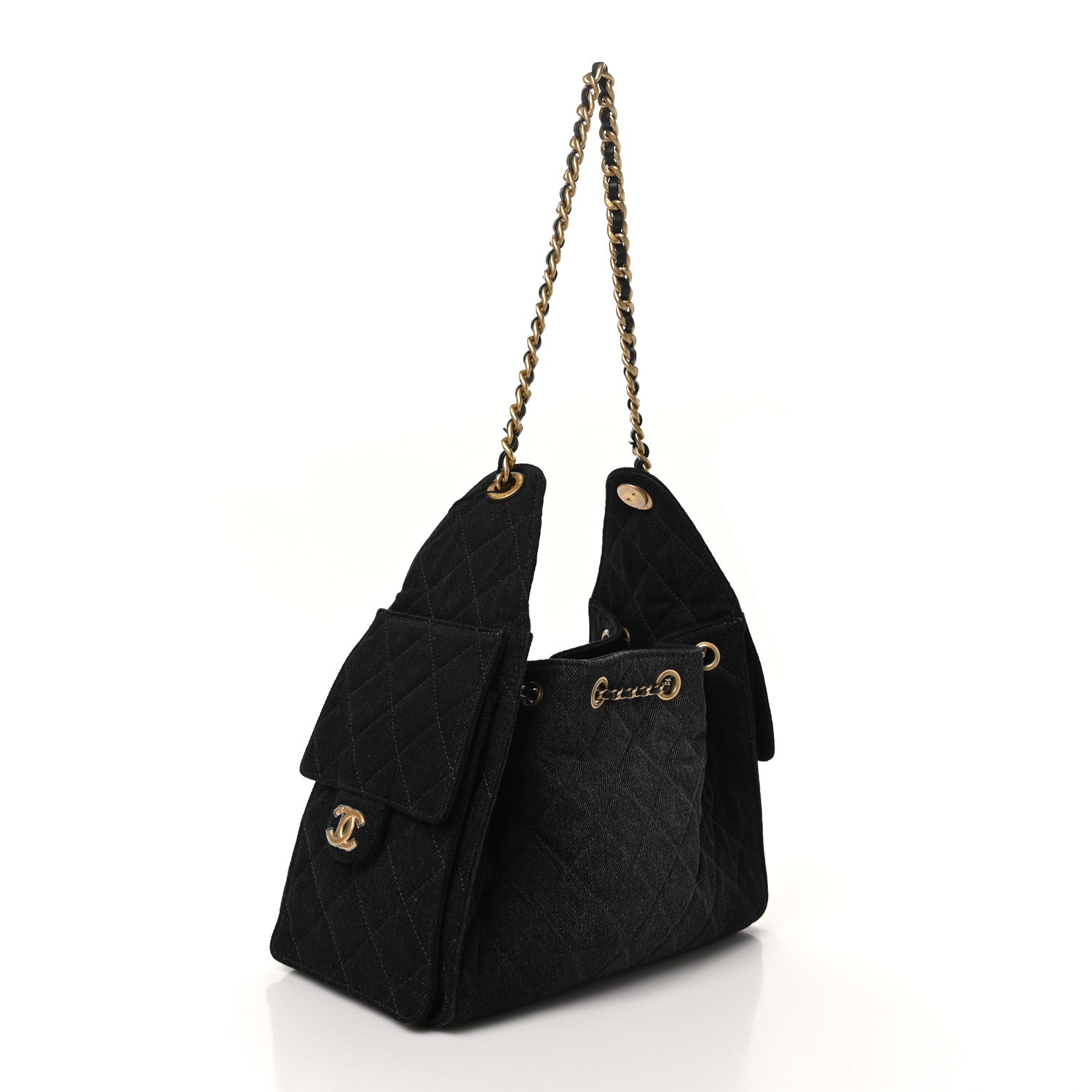 Chanel Washed Denim Quilted Small Chanel 25 Handbag Black 3 of 10