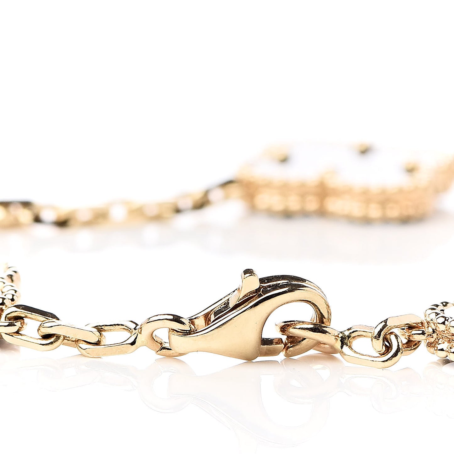 18K Yellow Gold Black Onyx 5 Motifs Vintage Alhambra Bracelet