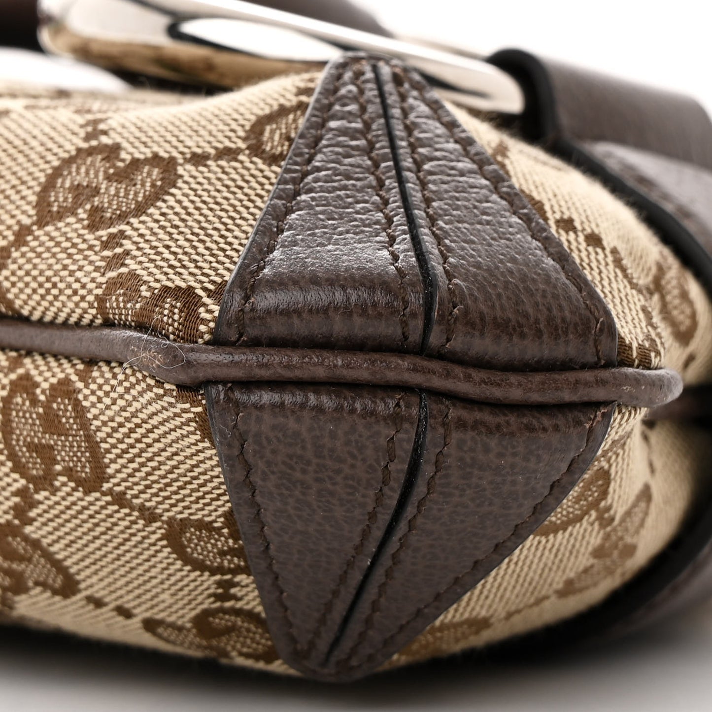 Monogram Textured Dollar Calfskin Heavy Grosgrain Web Medium Maxi Horsebit Chain Shoulder Bag Beige Ebony New Acero