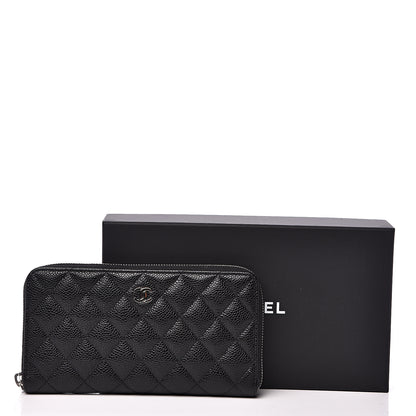 Chanel Caviar Quilted Large Gusset Zip Around Wallet Black 10 of 11