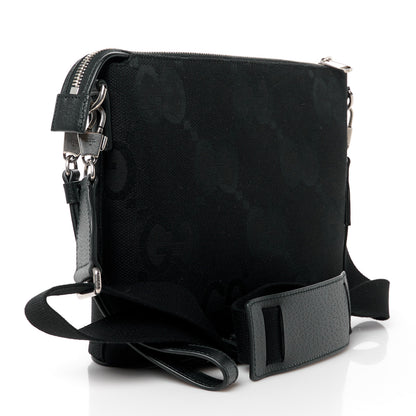 Gucci Monogram Jumbo GG Textured Dollar Calfskin Wristlet Messenger Bag Black 3 of 12