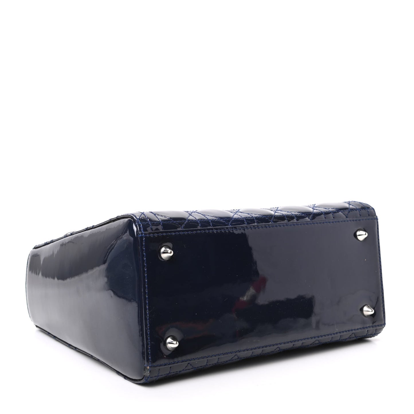 Patent Cannage Medium Lady Dior Navy Blue