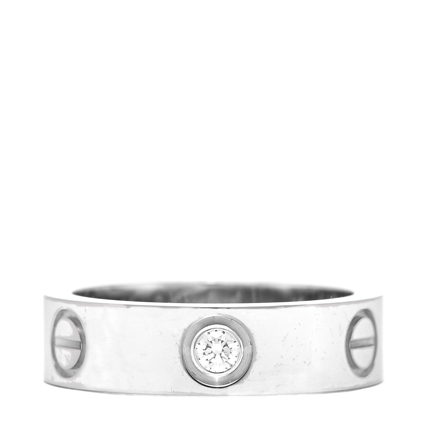 Cartier 18K White Gold 3 Diamond 5.5mm LOVE Ring 54 6.75 1 of 6