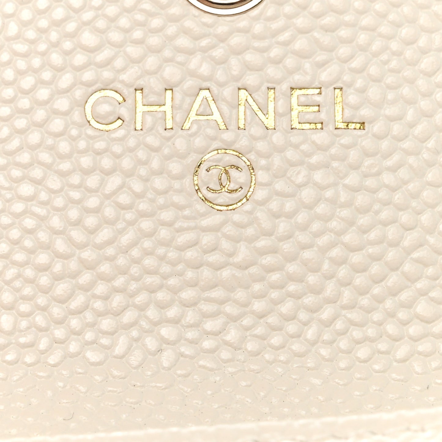 Caviar Quilted Chain CC Flap Card Holder White