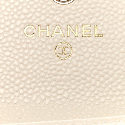 Chanel Caviar Quilted Chain CC Flap Card Holder White 6 of 9