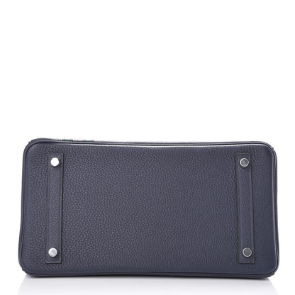 Hermes Togo Swift Officier Birkin 30 Bleu Nuit Vert Cypress 7 of 39