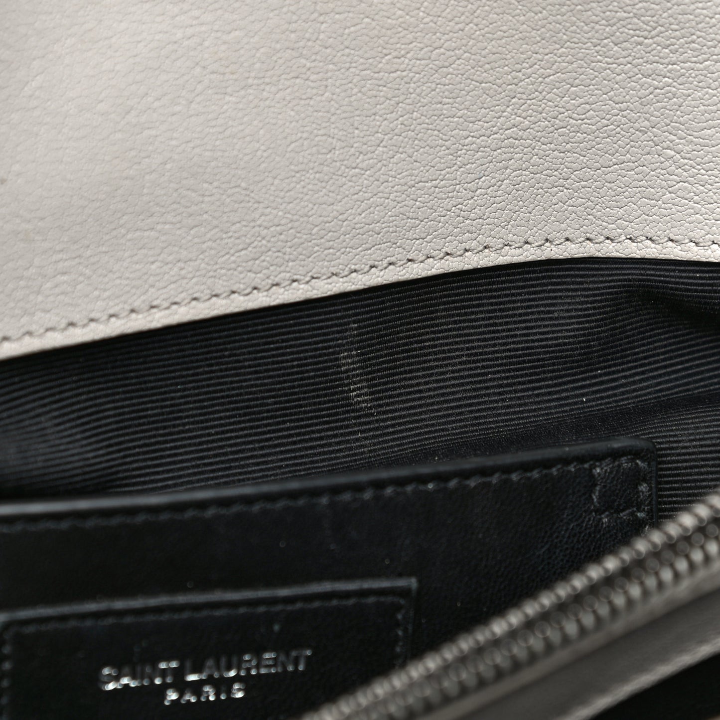 Sheepskin Matelasse Large Monogram College Satchel Light Grey