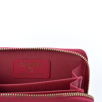 Chanel Goatskin Quilted 19 Zip Around Coin Purse Wallet Dark Pink 7 of 9