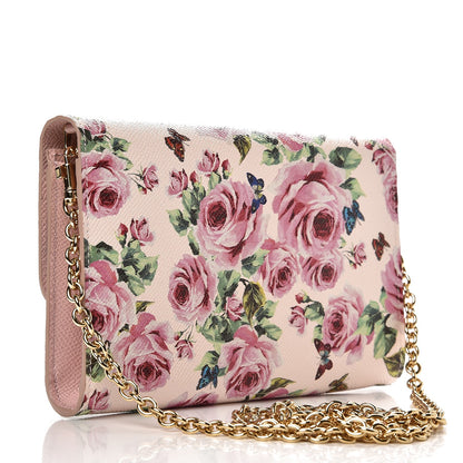 Dolce & Gabbana Dauphine Rose Print Wallet On Chain Pink 3 of 7