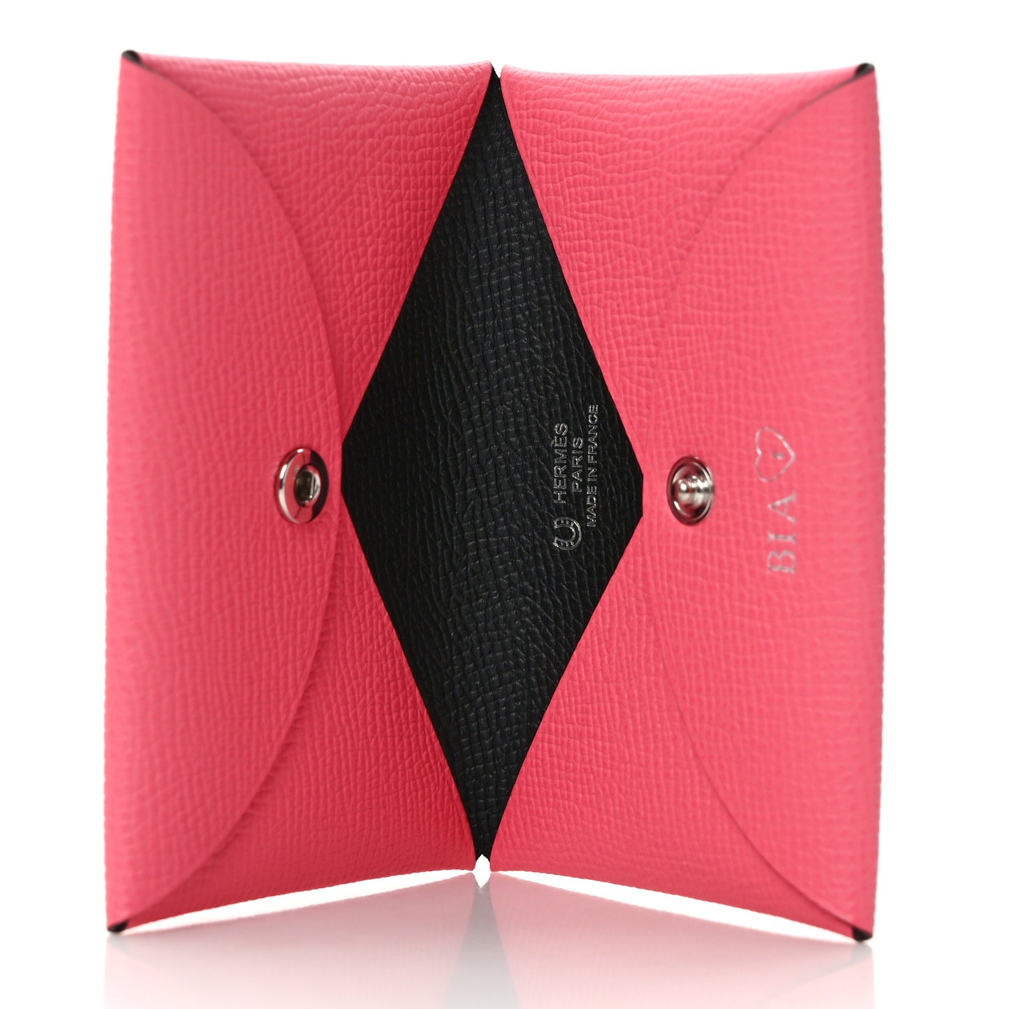 Epsom Horseshoe Calvi Card Case Rose Azalee Black