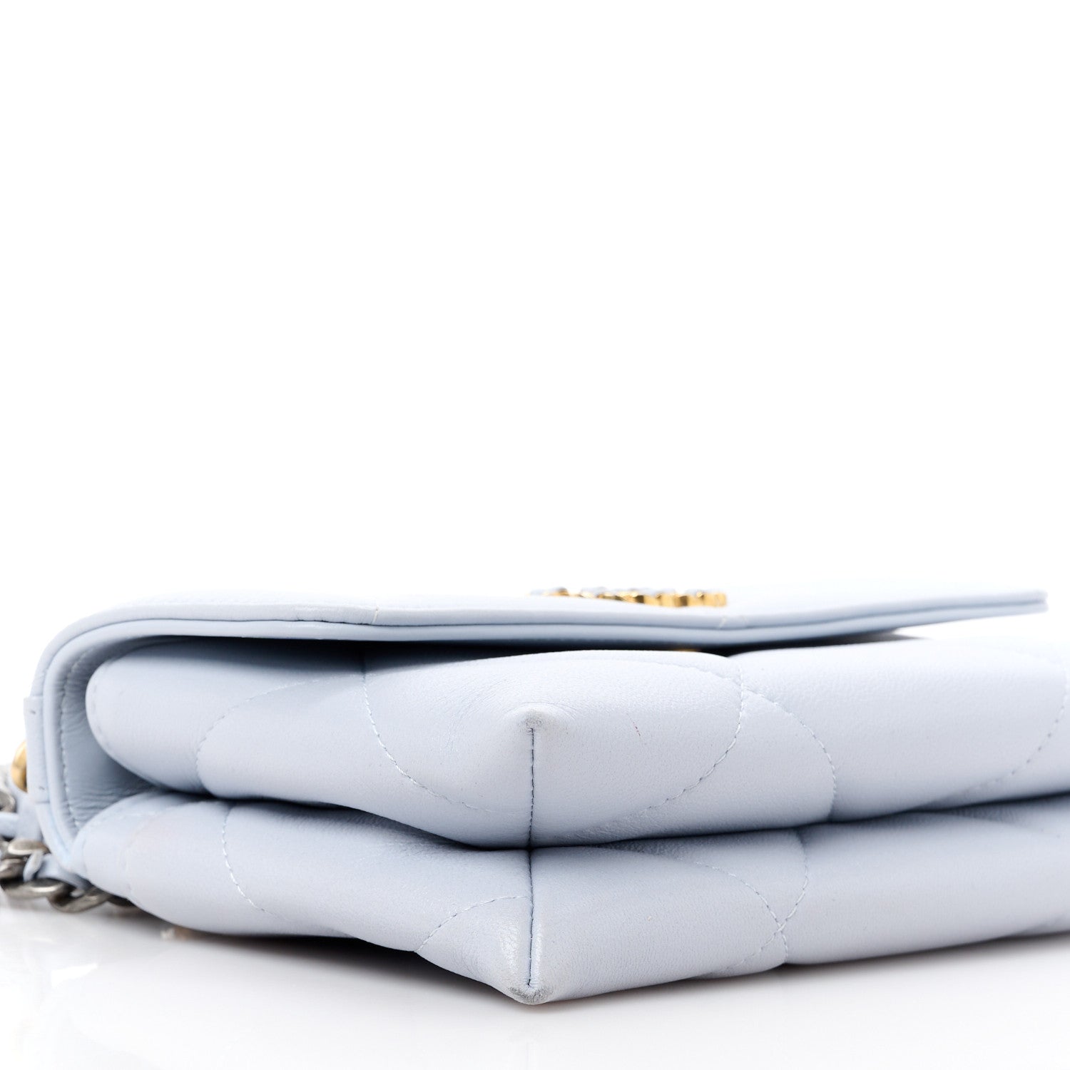 Chanel Lambskin Quilted Chanel 19 Flap Clutch Light Blue 12 of 14