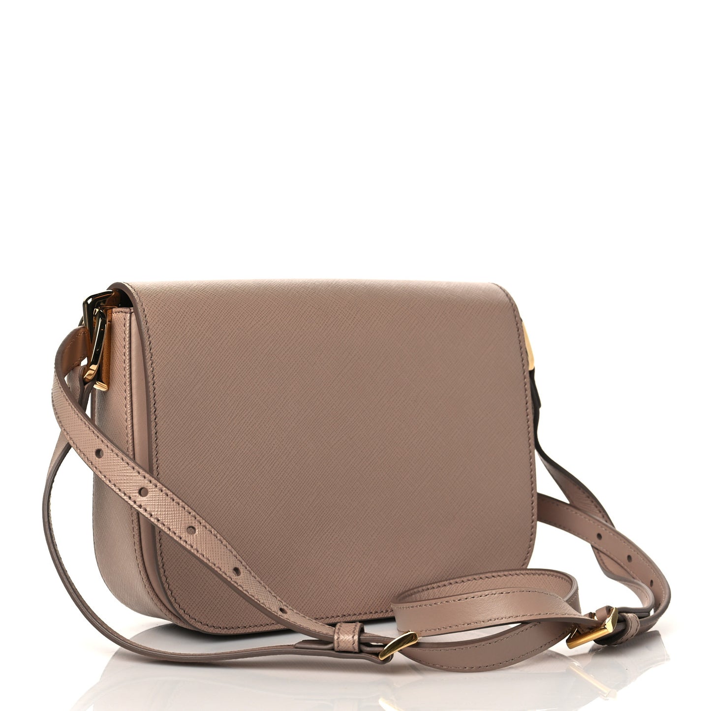 Saffiano Lux Embleme Flap Shoulder Bag Cipria