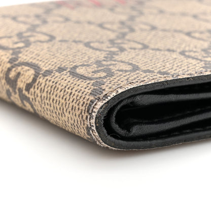 Gucci GG Supreme Monogram Selleria Calfskin Wolf Nice Bi-Fold Wallet Beige Ebony Multicolor Black 11 of 12