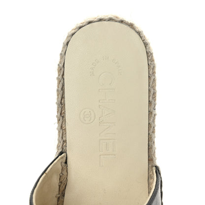 Chanel Goatskin Patent Calfskin CC Espadrille Mules 36 Black 8 of 9