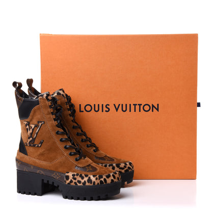 Louis Vuitton Suede Calfskin Monogram Laureate Platform Desert Boots 38 Cognac 21 of 22