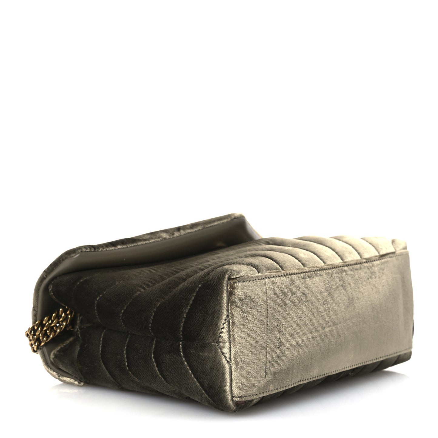 Velvet Y Quilted Monogram Small Loulou Chain Satchel Dark Vintage Olive
