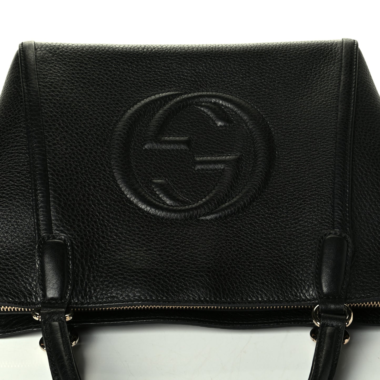 Pebbled Calfskin Small Soho Top Handle Bag Black