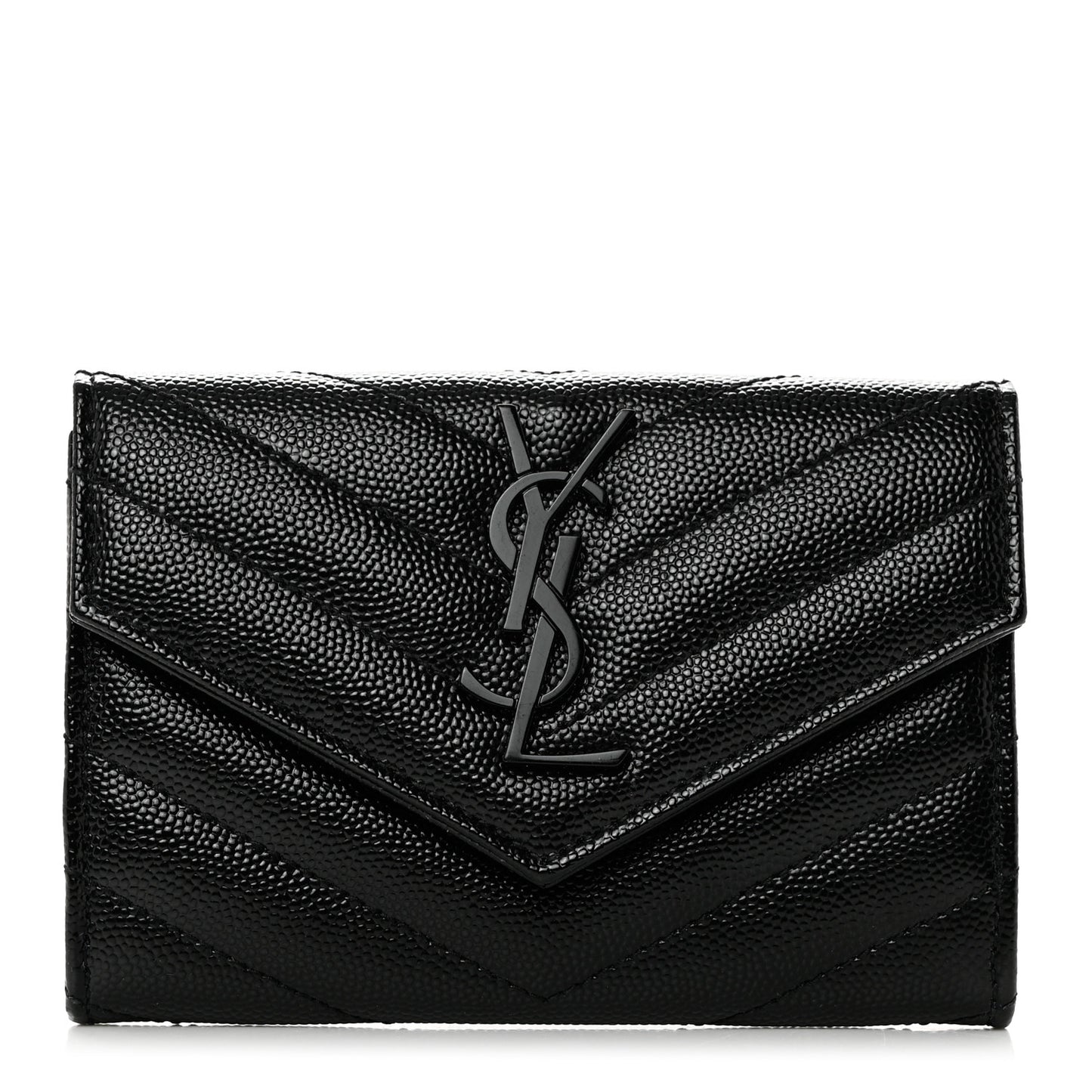 Grain De Poudre Matelasse Chevron Small Monochrome Monogram Envelope Wallet Black