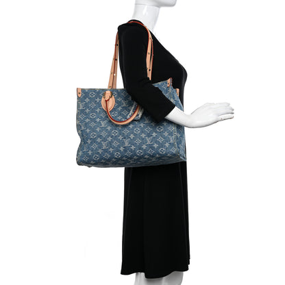 Louis Vuitton Monogram Denim Onthego MM Blue 2 of 9