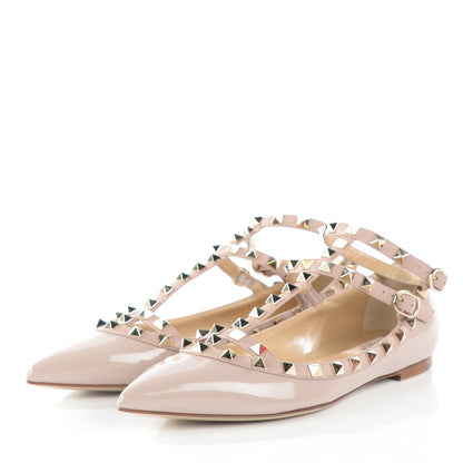 Valentino Garavani Patent Rockstud Cage Ballerina Flats 37.5 Poudre 4 of 9