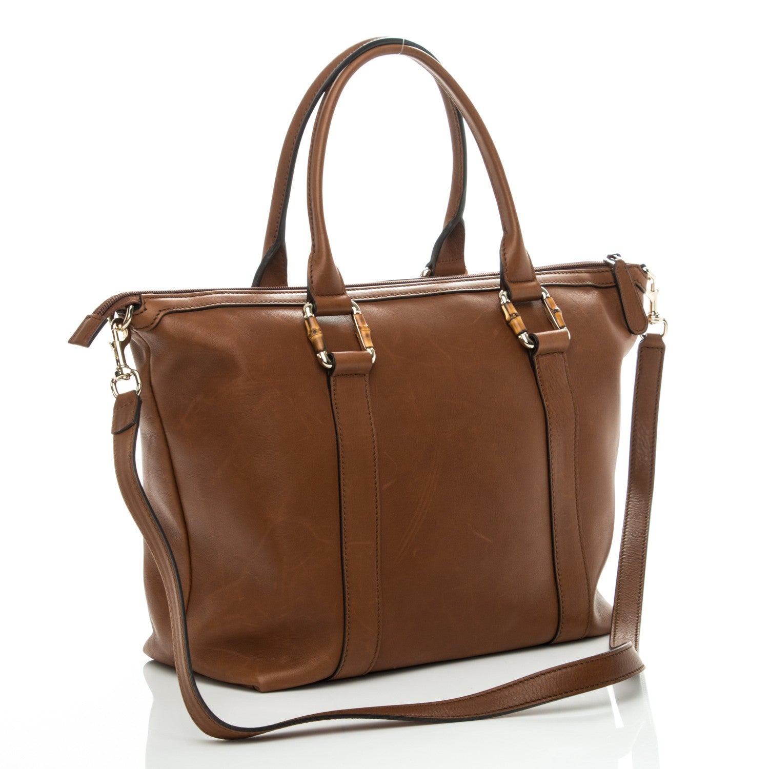 Gucci Calfskin Bamboo Top Handle Tote Brown 3 of 7