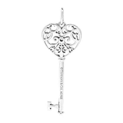 Tiffany Sterling Silver Blue Sapphire Enchant Heart Key Pendant 4 of 4