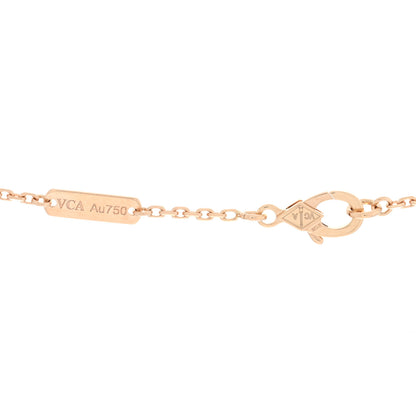 Van Cleef & Arpels 18K Rose Gold Diamond Rhodonite Vintage Alhambra Pendant Necklace 4 of 4