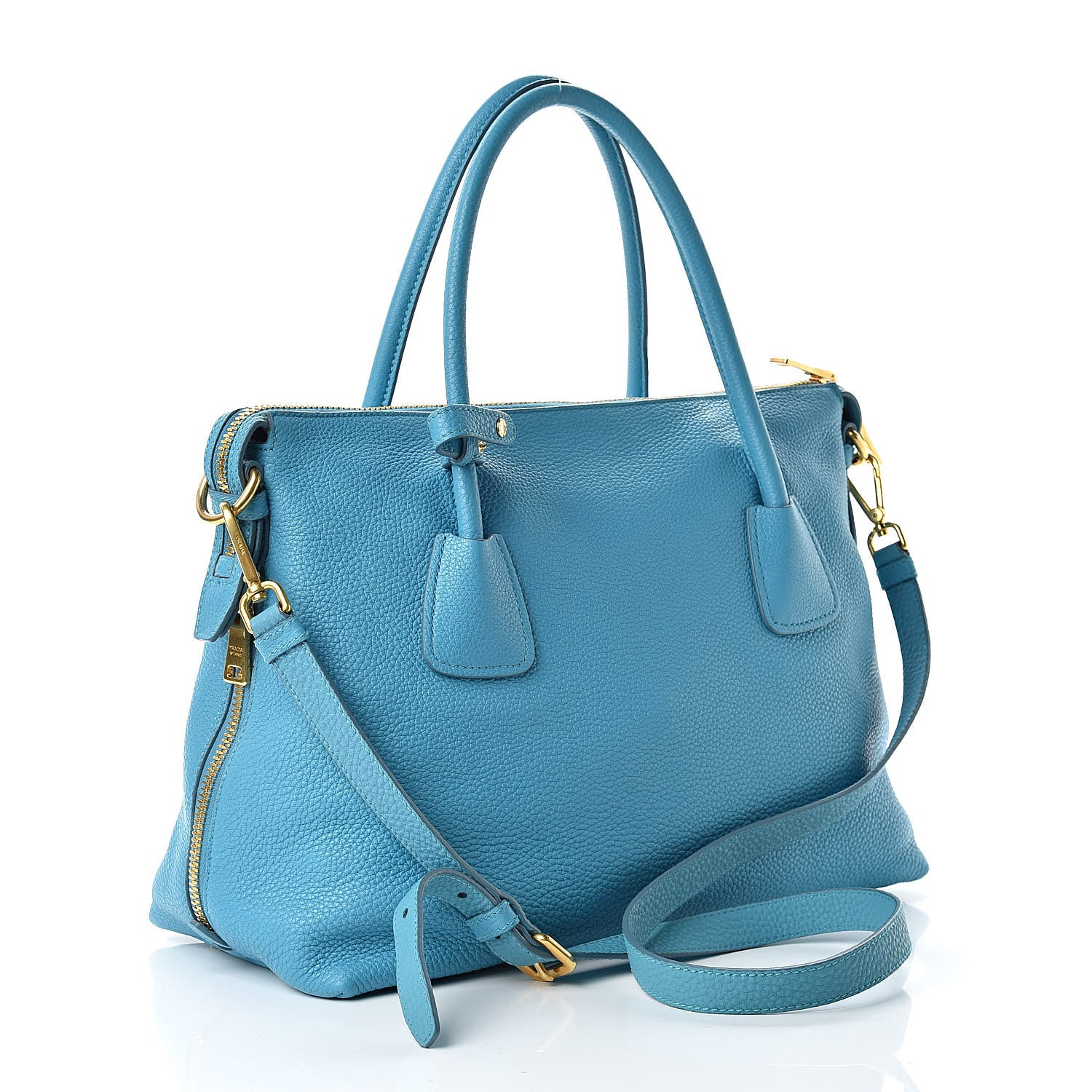 Prada Vitello Daino Tote Voyage Turchese 3 of 12