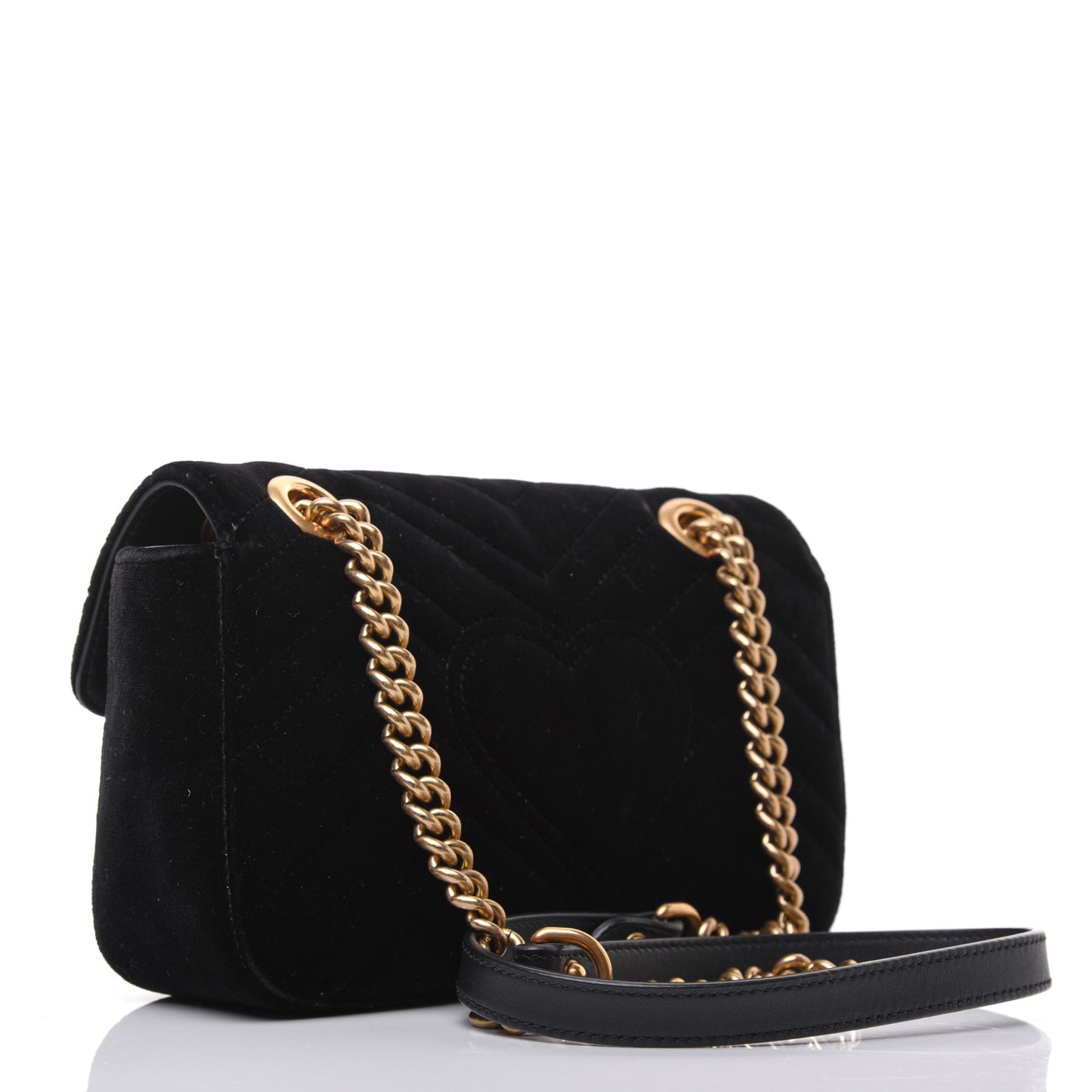Velvet Matelasse Mini GG Marmont Shoulder Bag Black